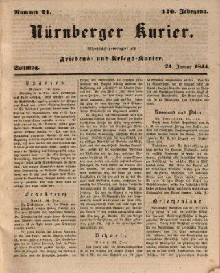 Nürnberger Kurier (Nürnberger Friedens- und Kriegs-Kurier) Sonntag 21. Januar 1844