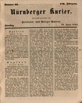 Nürnberger Kurier (Nürnberger Friedens- und Kriegs-Kurier) Dienstag 23. Januar 1844