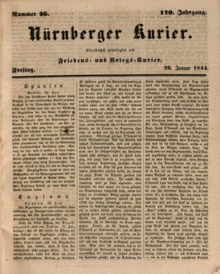 Nürnberger Kurier (Nürnberger Friedens- und Kriegs-Kurier) Freitag 26. Januar 1844