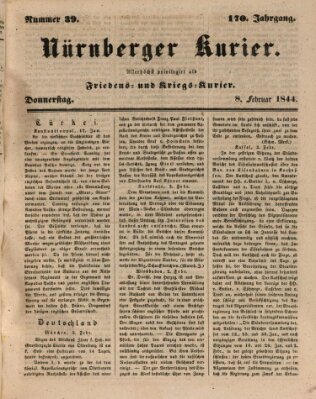 Nürnberger Kurier (Nürnberger Friedens- und Kriegs-Kurier) Donnerstag 8. Februar 1844