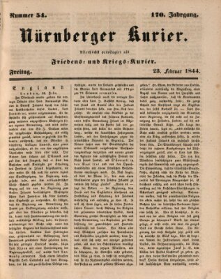 Nürnberger Kurier (Nürnberger Friedens- und Kriegs-Kurier) Freitag 23. Februar 1844