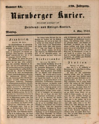 Nürnberger Kurier (Nürnberger Friedens- und Kriegs-Kurier) Montag 4. März 1844