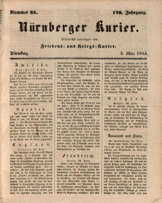 Nürnberger Kurier (Nürnberger Friedens- und Kriegs-Kurier) Dienstag 5. März 1844