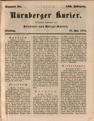 Nürnberger Kurier (Nürnberger Friedens- und Kriegs-Kurier) Montag 18. März 1844