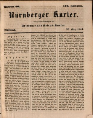 Nürnberger Kurier (Nürnberger Friedens- und Kriegs-Kurier) Mittwoch 20. März 1844