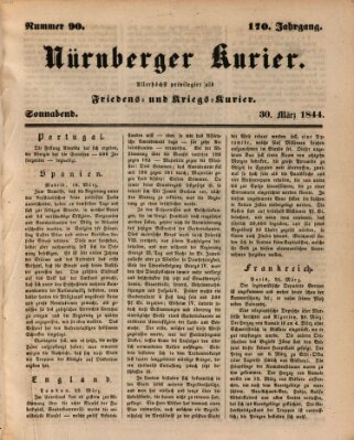 Nürnberger Kurier (Nürnberger Friedens- und Kriegs-Kurier) Samstag 30. März 1844