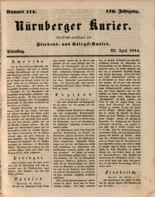 Nürnberger Kurier (Nürnberger Friedens- und Kriegs-Kurier) Dienstag 23. April 1844