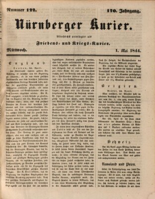 Nürnberger Kurier (Nürnberger Friedens- und Kriegs-Kurier) Mittwoch 1. Mai 1844