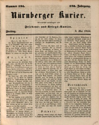 Nürnberger Kurier (Nürnberger Friedens- und Kriegs-Kurier) Freitag 3. Mai 1844