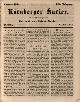 Nürnberger Kurier (Nürnberger Friedens- und Kriegs-Kurier) Dienstag 14. Mai 1844