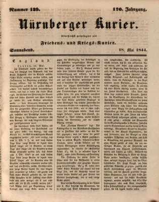 Nürnberger Kurier (Nürnberger Friedens- und Kriegs-Kurier) Samstag 18. Mai 1844