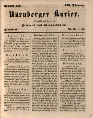 Nürnberger Kurier (Nürnberger Friedens- und Kriegs-Kurier) Samstag 25. Mai 1844