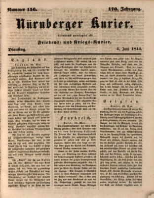 Nürnberger Kurier (Nürnberger Friedens- und Kriegs-Kurier) Dienstag 4. Juni 1844