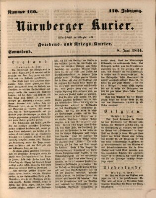Nürnberger Kurier (Nürnberger Friedens- und Kriegs-Kurier) Samstag 8. Juni 1844