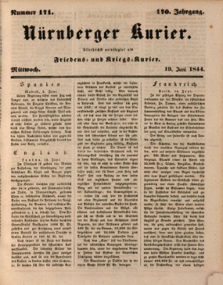 Nürnberger Kurier (Nürnberger Friedens- und Kriegs-Kurier) Mittwoch 19. Juni 1844