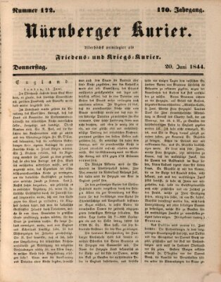 Nürnberger Kurier (Nürnberger Friedens- und Kriegs-Kurier) Donnerstag 20. Juni 1844