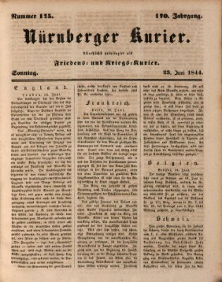 Nürnberger Kurier (Nürnberger Friedens- und Kriegs-Kurier) Sonntag 23. Juni 1844