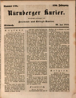Nürnberger Kurier (Nürnberger Friedens- und Kriegs-Kurier) Mittwoch 26. Juni 1844