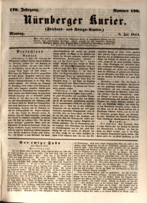 Nürnberger Kurier (Nürnberger Friedens- und Kriegs-Kurier) Montag 8. Juli 1844