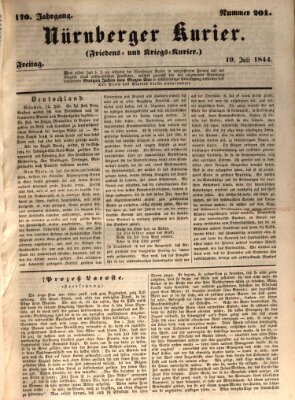 Nürnberger Kurier (Nürnberger Friedens- und Kriegs-Kurier) Freitag 19. Juli 1844