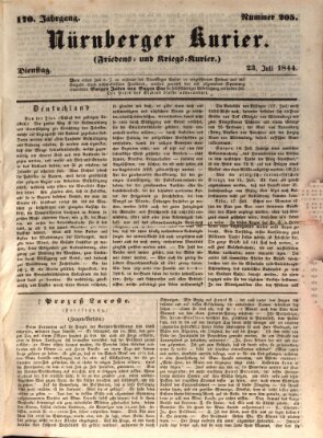 Nürnberger Kurier (Nürnberger Friedens- und Kriegs-Kurier) Dienstag 23. Juli 1844