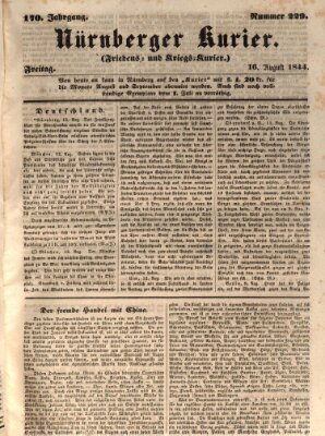 Nürnberger Kurier (Nürnberger Friedens- und Kriegs-Kurier) Freitag 16. August 1844