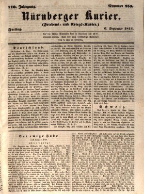 Nürnberger Kurier (Nürnberger Friedens- und Kriegs-Kurier) Freitag 6. September 1844