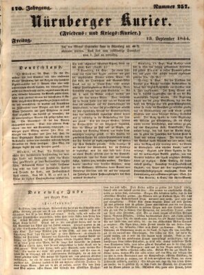 Nürnberger Kurier (Nürnberger Friedens- und Kriegs-Kurier) Freitag 13. September 1844