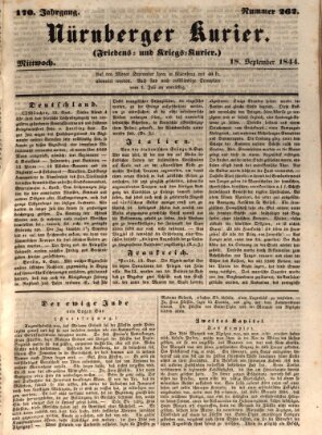 Nürnberger Kurier (Nürnberger Friedens- und Kriegs-Kurier) Mittwoch 18. September 1844