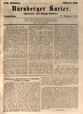 Nürnberger Kurier (Nürnberger Friedens- und Kriegs-Kurier) Donnerstag 19. September 1844