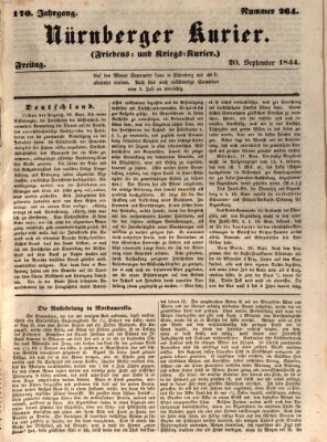 Nürnberger Kurier (Nürnberger Friedens- und Kriegs-Kurier) Freitag 20. September 1844