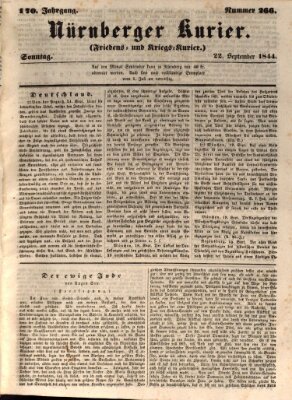 Nürnberger Kurier (Nürnberger Friedens- und Kriegs-Kurier) Sonntag 22. September 1844