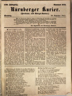 Nürnberger Kurier (Nürnberger Friedens- und Kriegs-Kurier) Sonntag 29. September 1844