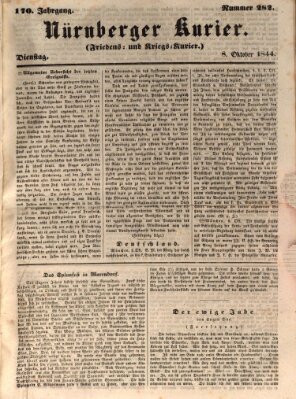 Nürnberger Kurier (Nürnberger Friedens- und Kriegs-Kurier) Dienstag 8. Oktober 1844