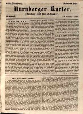 Nürnberger Kurier (Nürnberger Friedens- und Kriegs-Kurier) Mittwoch 23. Oktober 1844