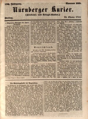 Nürnberger Kurier (Nürnberger Friedens- und Kriegs-Kurier) Freitag 25. Oktober 1844