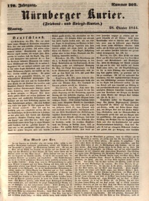 Nürnberger Kurier (Nürnberger Friedens- und Kriegs-Kurier) Montag 28. Oktober 1844