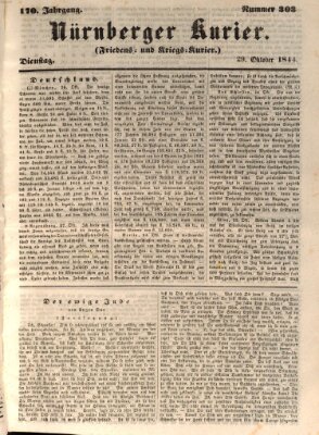 Nürnberger Kurier (Nürnberger Friedens- und Kriegs-Kurier) Dienstag 29. Oktober 1844