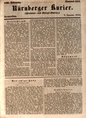 Nürnberger Kurier (Nürnberger Friedens- und Kriegs-Kurier) Donnerstag 7. November 1844