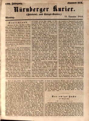 Nürnberger Kurier (Nürnberger Friedens- und Kriegs-Kurier) Montag 11. November 1844