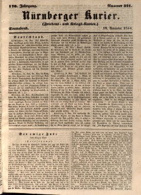 Nürnberger Kurier (Nürnberger Friedens- und Kriegs-Kurier) Samstag 16. November 1844