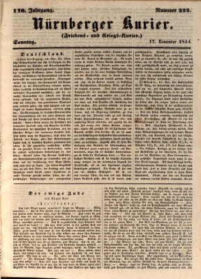 Nürnberger Kurier (Nürnberger Friedens- und Kriegs-Kurier) Sonntag 17. November 1844