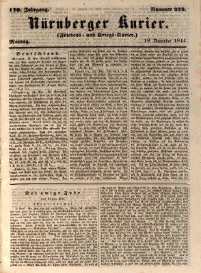Nürnberger Kurier (Nürnberger Friedens- und Kriegs-Kurier) Montag 18. November 1844