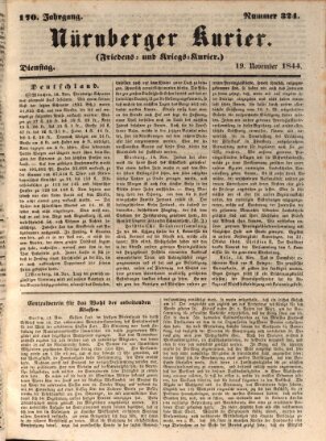 Nürnberger Kurier (Nürnberger Friedens- und Kriegs-Kurier) Dienstag 19. November 1844