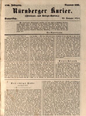 Nürnberger Kurier (Nürnberger Friedens- und Kriegs-Kurier) Donnerstag 21. November 1844