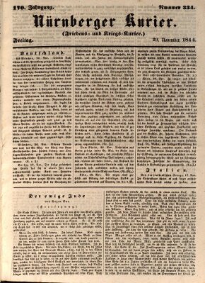 Nürnberger Kurier (Nürnberger Friedens- und Kriegs-Kurier) Freitag 29. November 1844