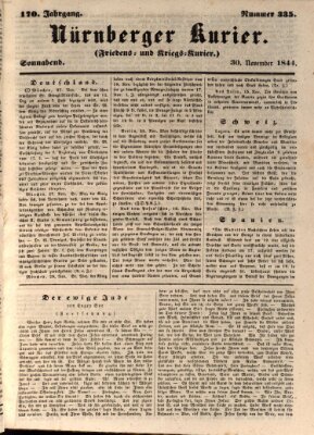 Nürnberger Kurier (Nürnberger Friedens- und Kriegs-Kurier) Samstag 30. November 1844