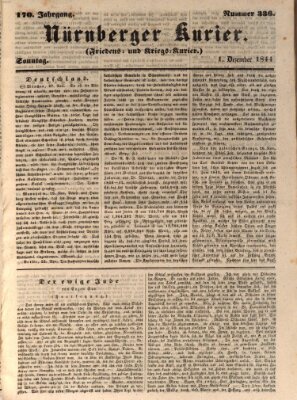 Nürnberger Kurier (Nürnberger Friedens- und Kriegs-Kurier) Sonntag 1. Dezember 1844