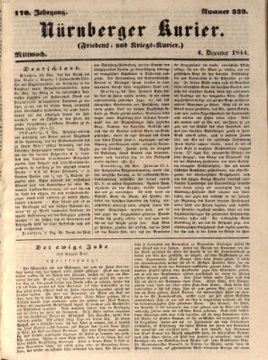 Nürnberger Kurier (Nürnberger Friedens- und Kriegs-Kurier) Mittwoch 4. Dezember 1844