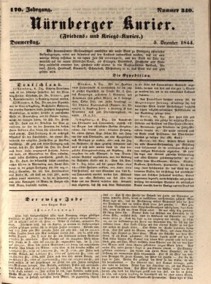 Nürnberger Kurier (Nürnberger Friedens- und Kriegs-Kurier) Donnerstag 5. Dezember 1844